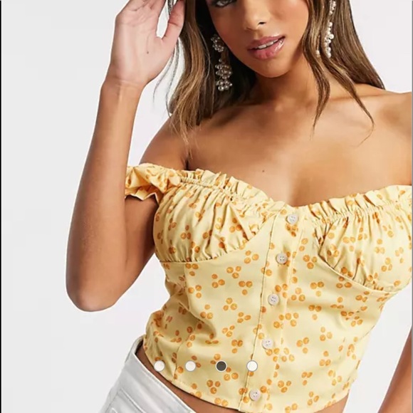 Love andOther things milkmaid crop topcherry print - Picture 4 of 7